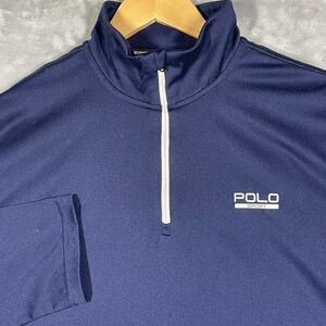 Polo Ralph Lauren Sport Navy Blue Performance 1/4 Zip Long Sleeve Top Mens L